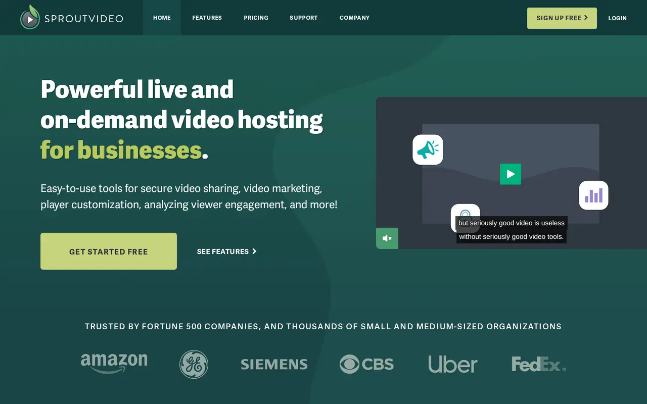 The SproutVideo homepage