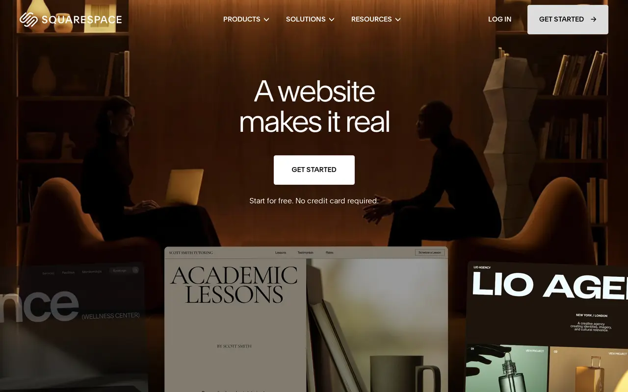 The Squarespace homepage