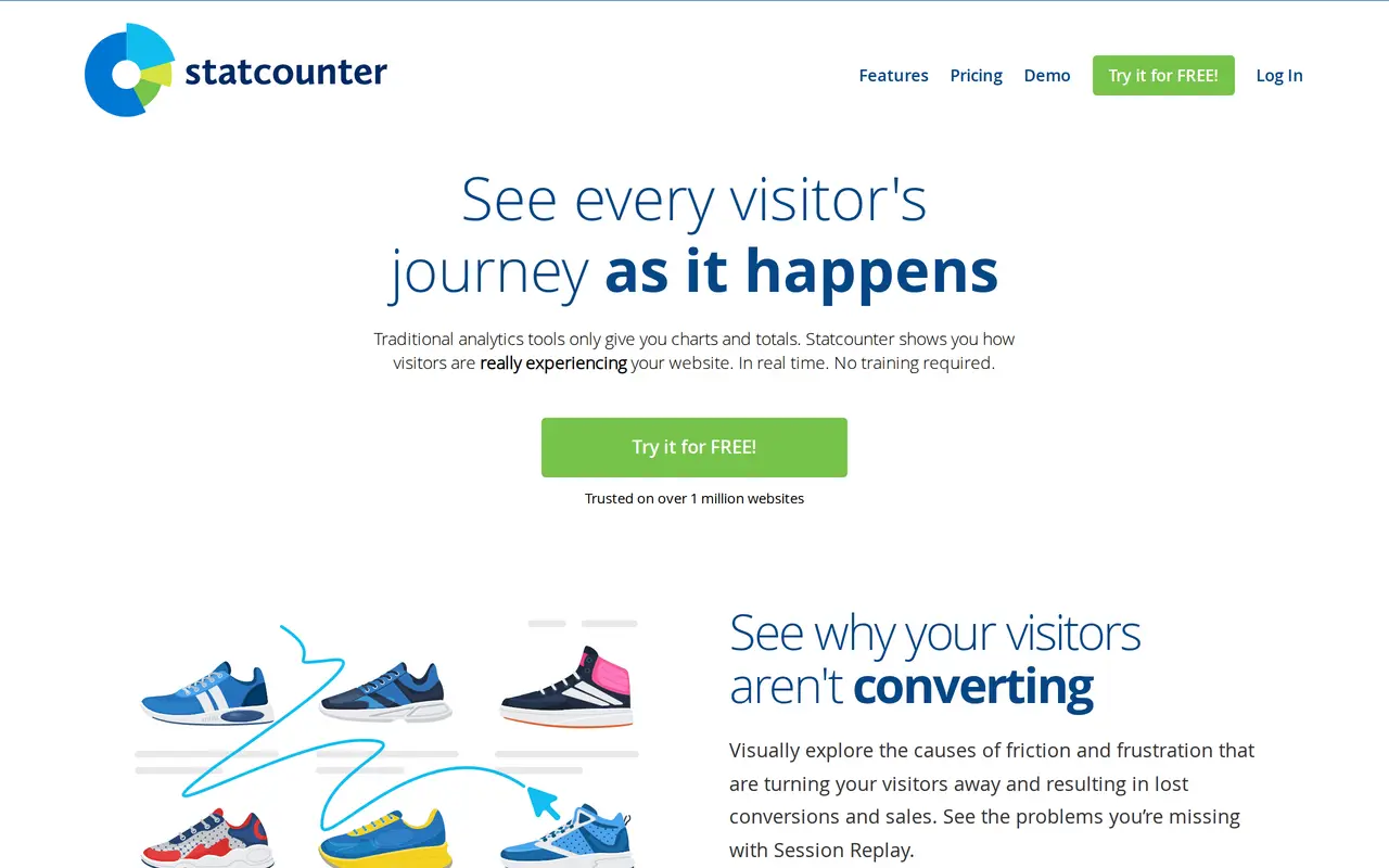 The Statcounter homepage