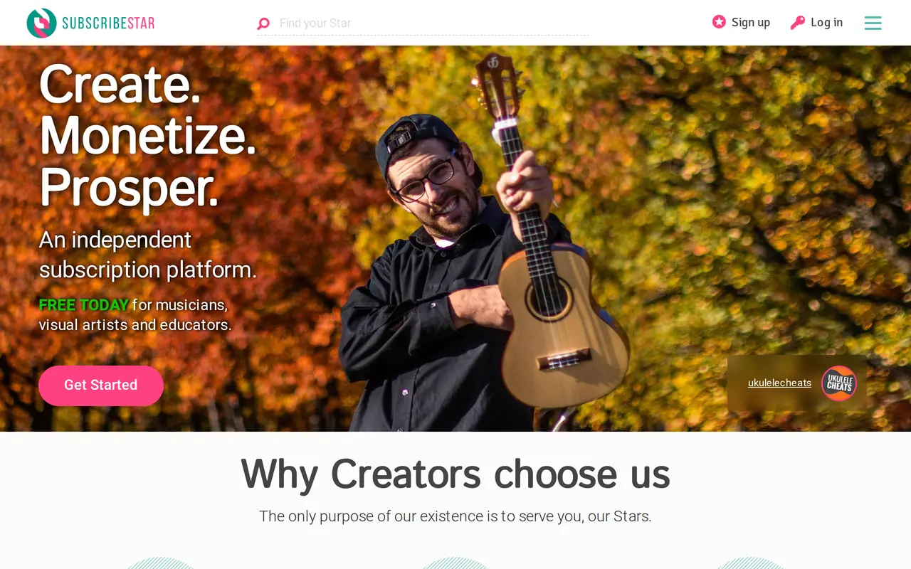 The SubscribeStar homepage