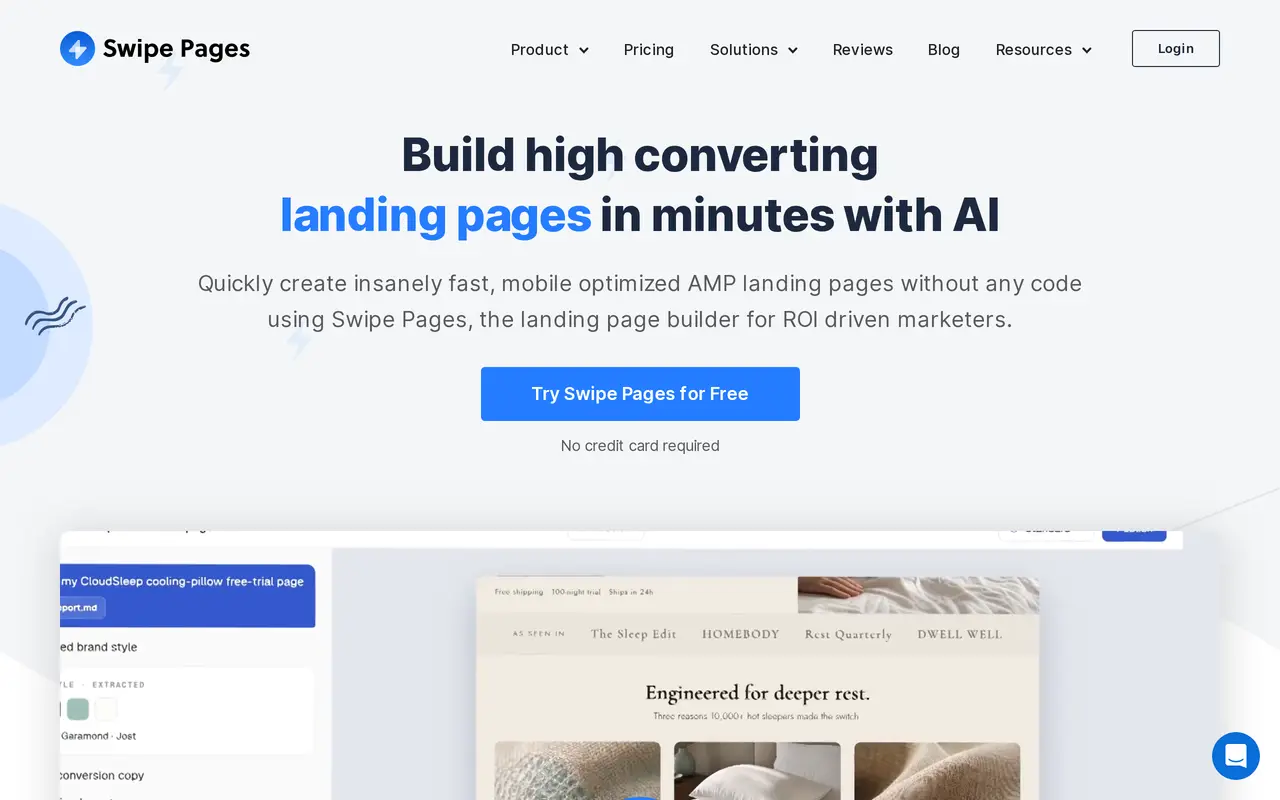 The Swipe Pages homepage