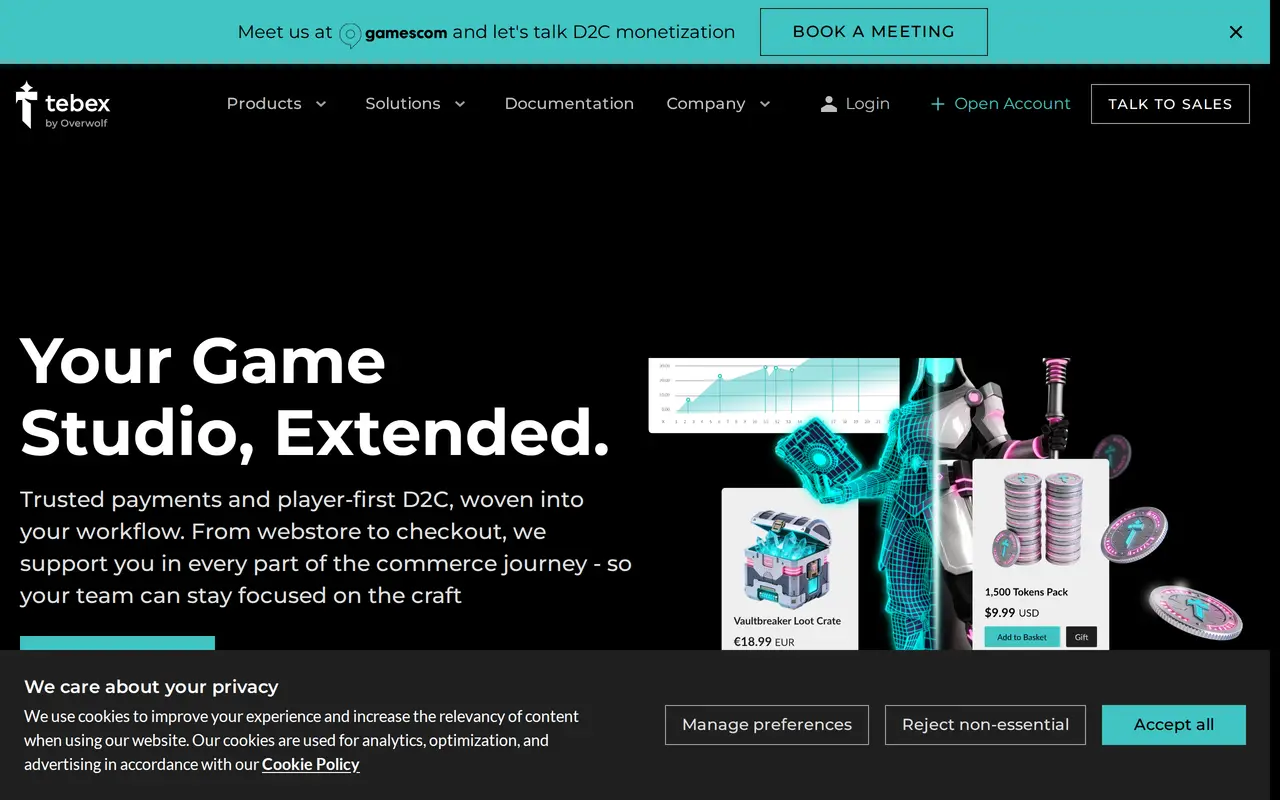 The Tebex homepage