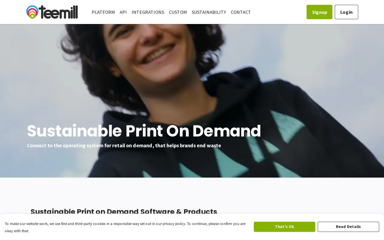 The Teemill homepage