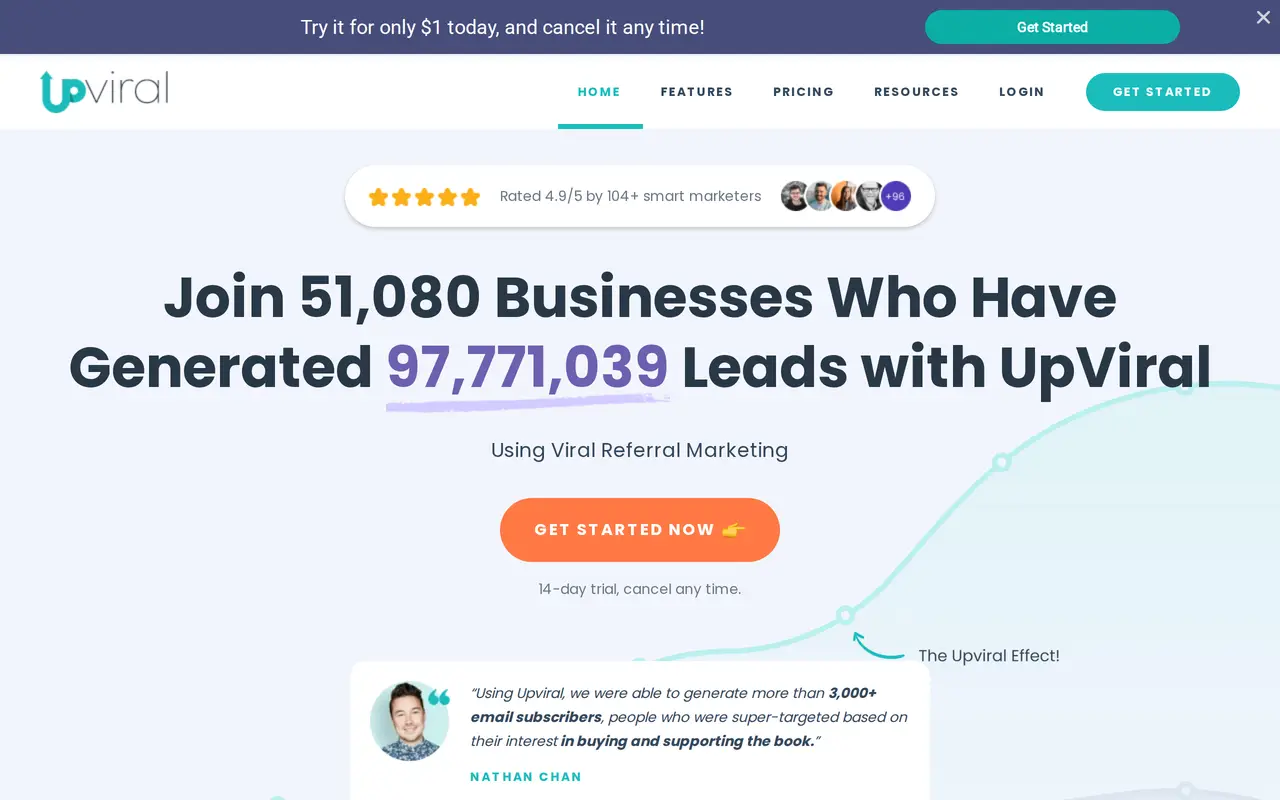 The UpViral homepage