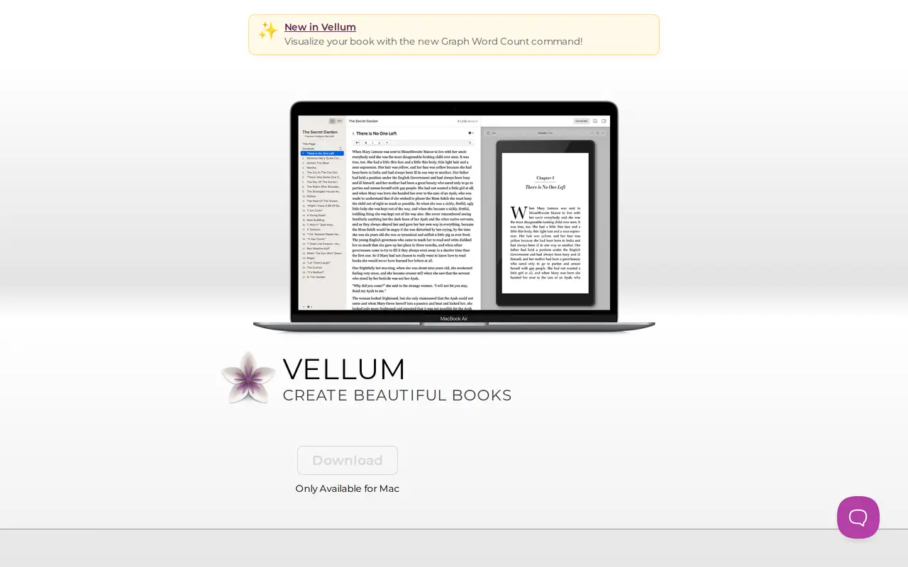 The Vellum homepage