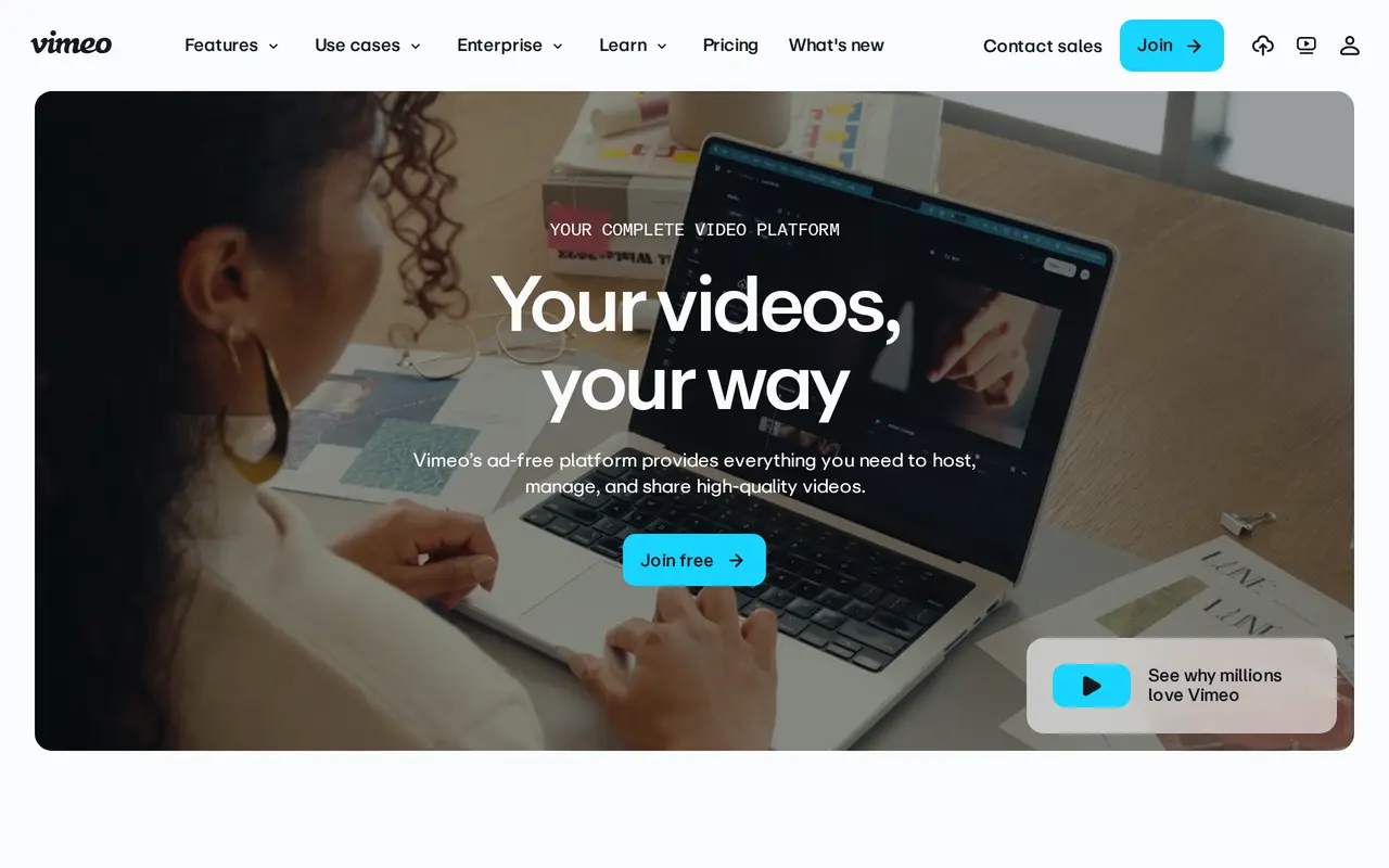 The Vimeo homepage