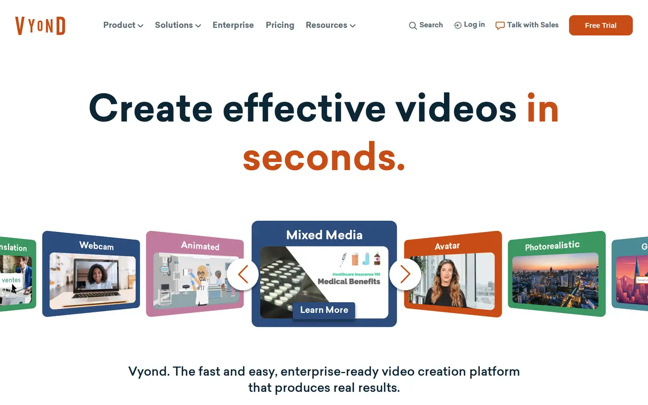 The Vyond homepage