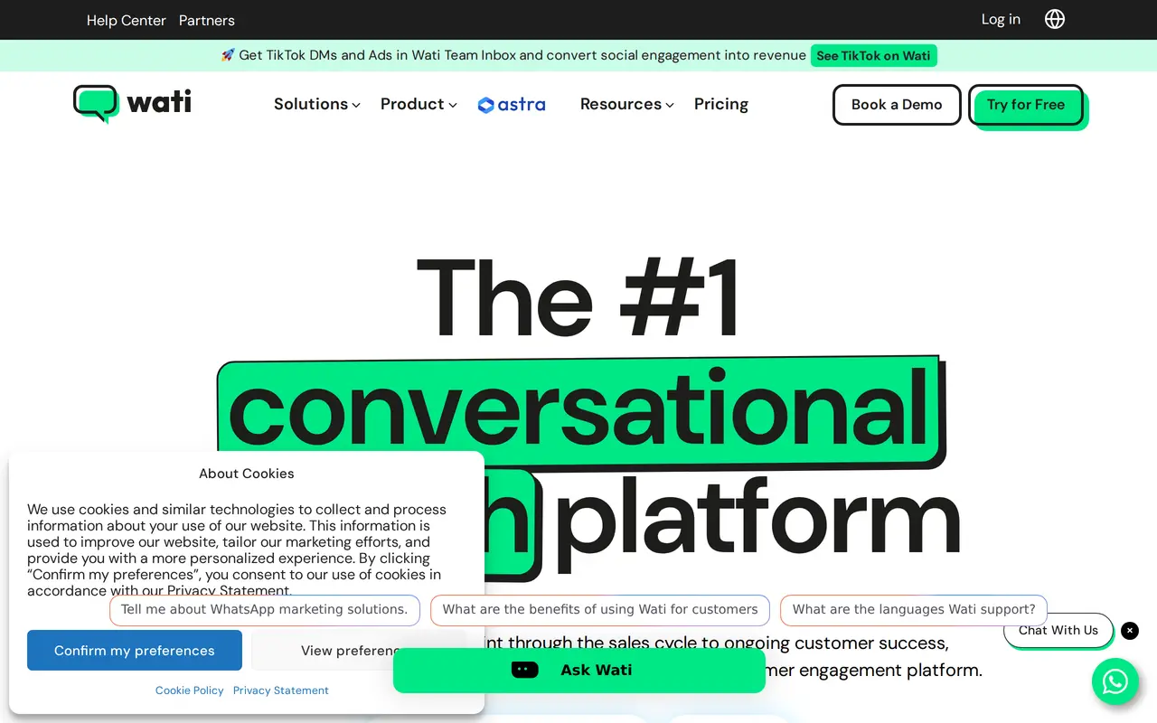 The Wati homepage
