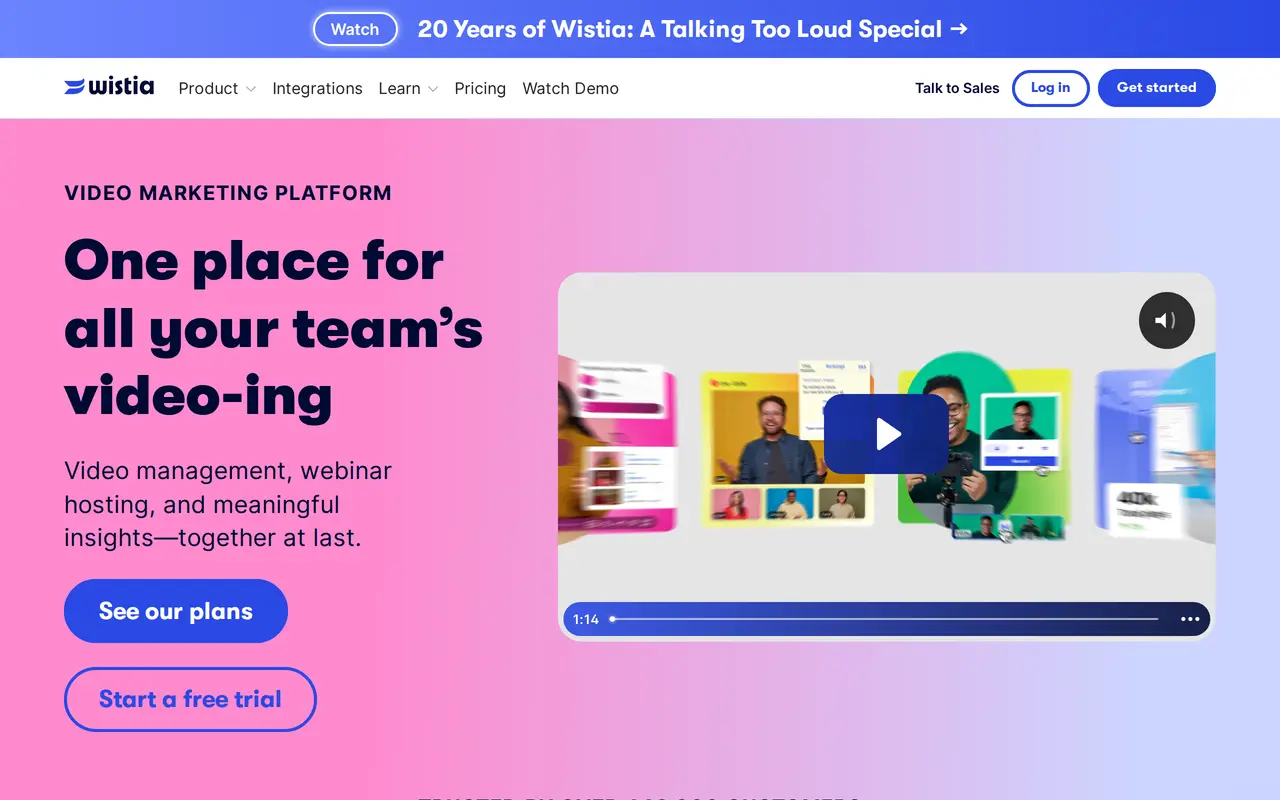 The Wistia homepage