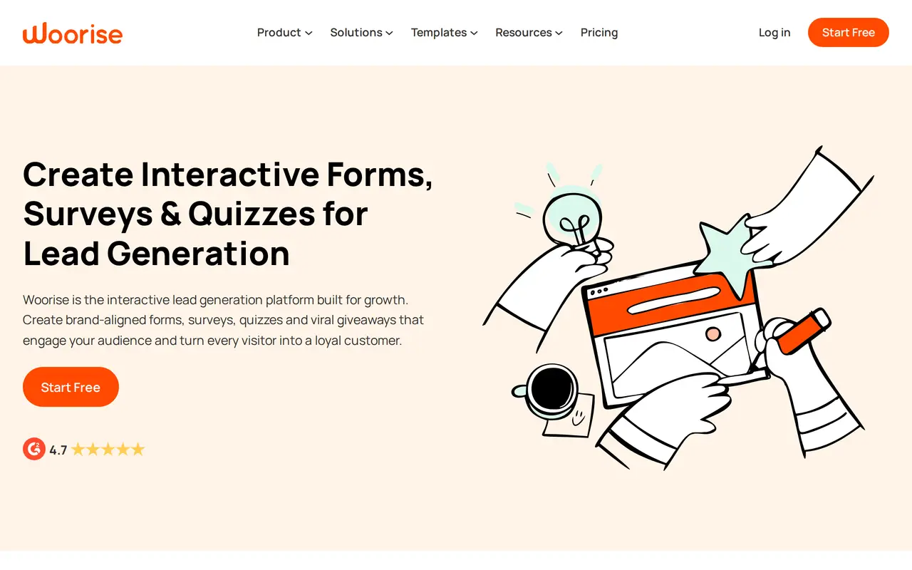 The Woorise homepage