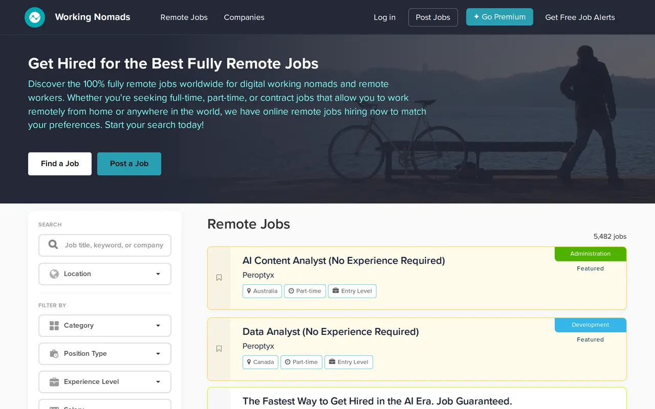 The Working Nomads homepage