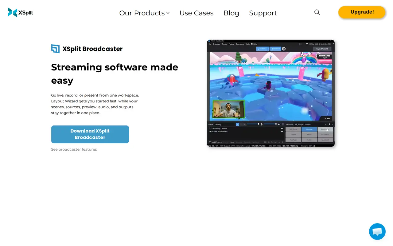 The XSplit Broadcaster homepage