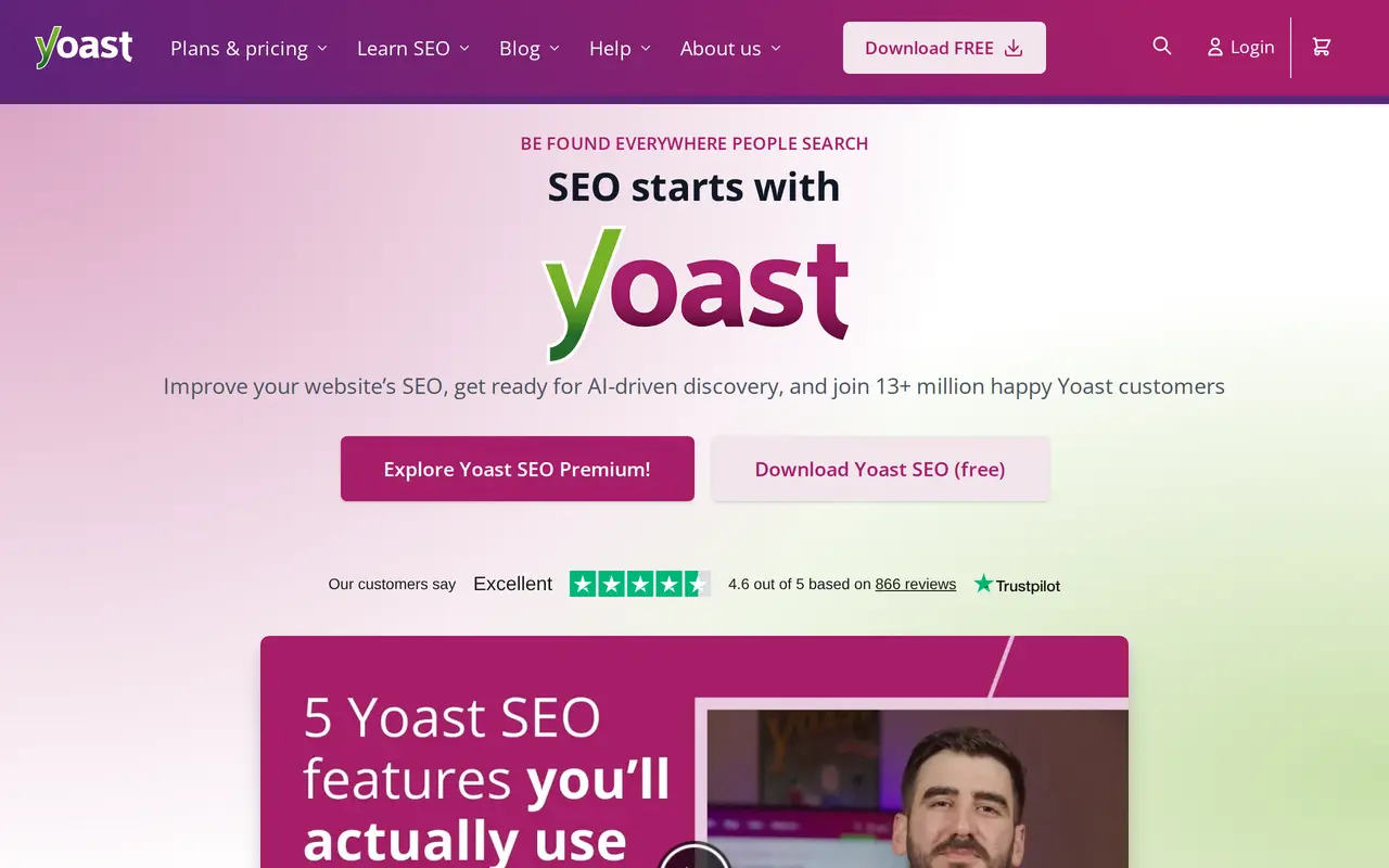 The Yoast SEO homepage