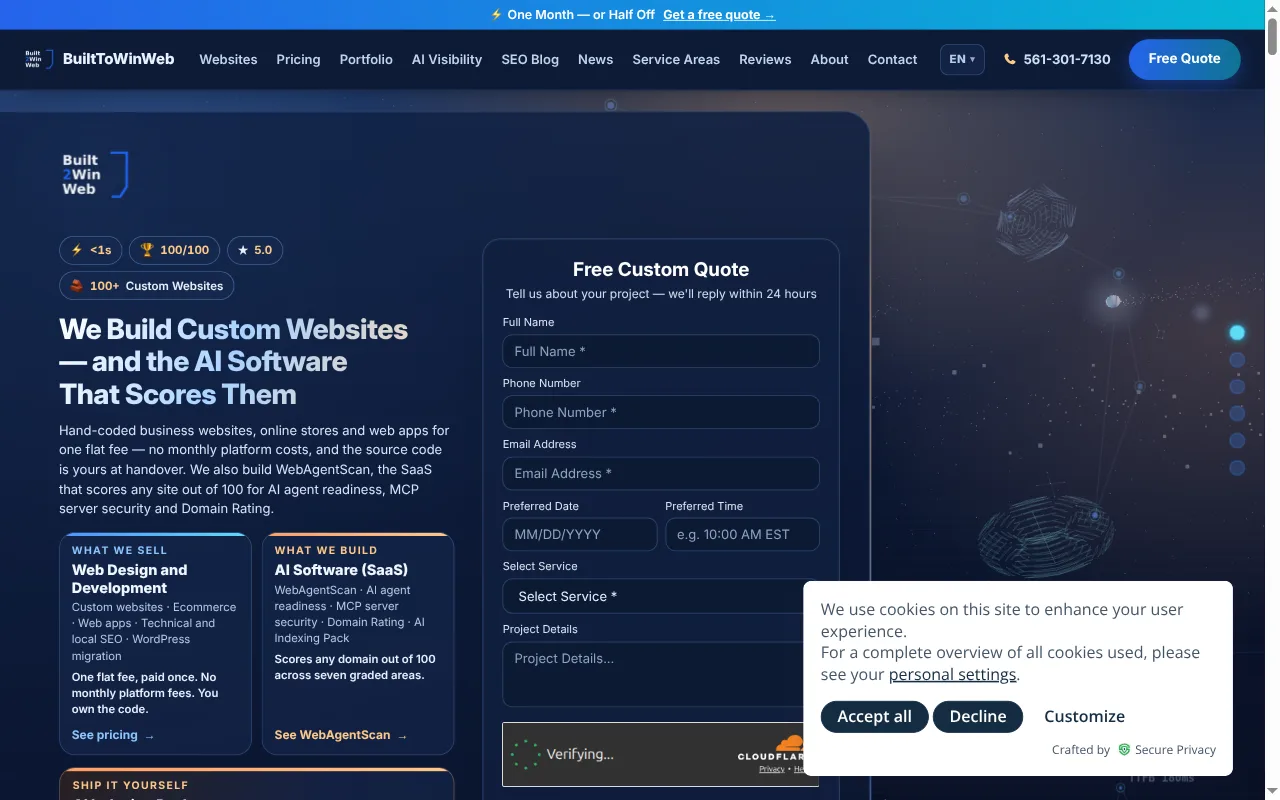 The BuiltToWinWeb home page