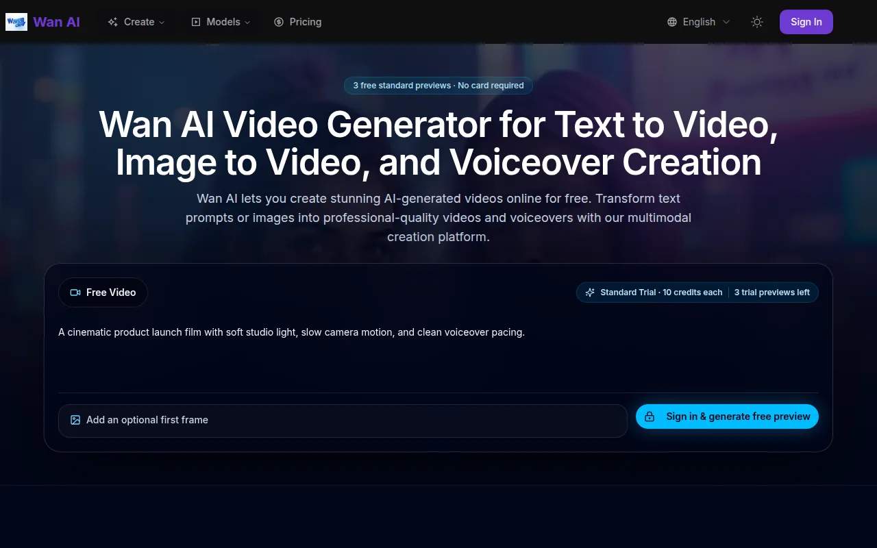 The Wan AI home page