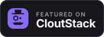 Featured on CloutStack badge, dark variant
